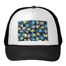 Dark pansies elegant flower print trucker hats