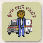 Dark Paramedic Girl Beverage Coasters
