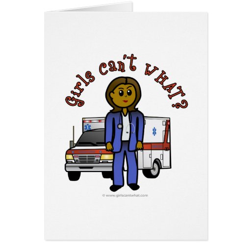 Dark Paramedic Girl Greeting Cards