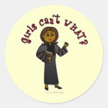 Dark Pastor Girl Round Stickers