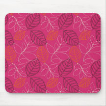 dark pink chic leaf pattern design mousepads