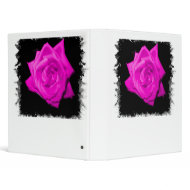 Dark pink colorized rose on a jagged black back binder