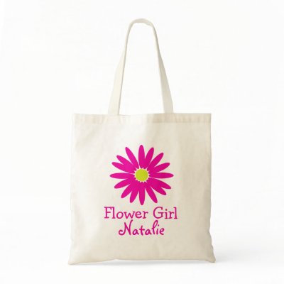 Dark Pink Daisy with Customizable Text Bags