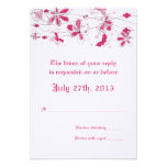 Dark Pink Floral Butterfly Wedding RSVP card Announcement