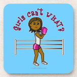 Dark Pink Girls Boxing Drink Coaster