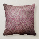 Dark pink grunge damask wallpaper pillow