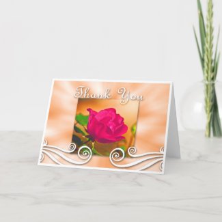 Dark Pink Rose Thank you Card card