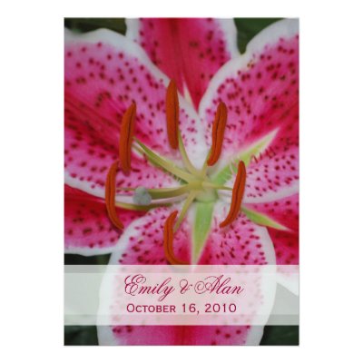 Dark Pink Stargazer Lily Wedding Invitation
