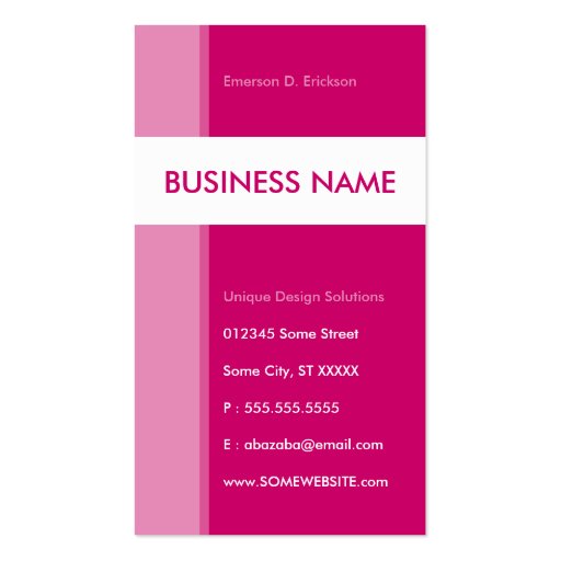 dark pink streamline business card (front side)