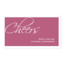Dark pink wedding formal custom event drink ticket profilecard