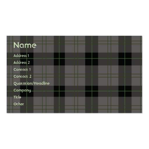 Dark Plaid - Business Business Cards (front side)