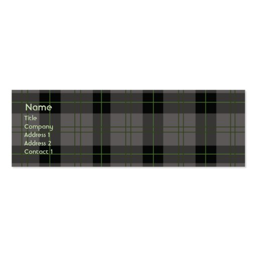 Dark Plaid - Skinny Business Card Template (front side)
