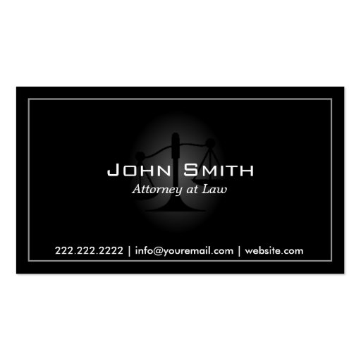 Dark Plain Simple Border Attorney Business Card (front side)