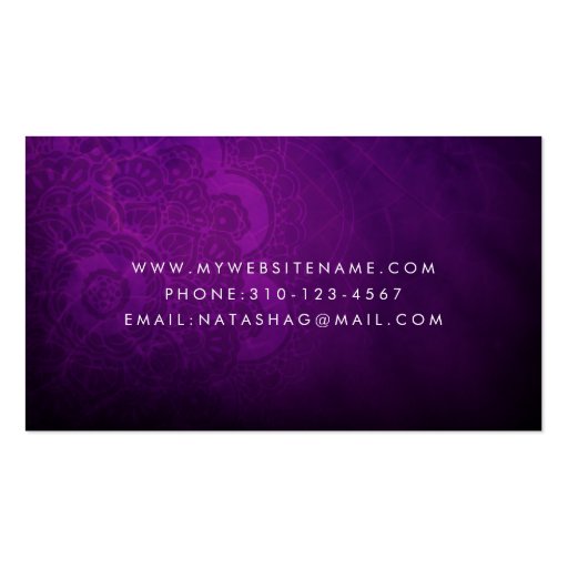 Dark Plum Purple Mandala Zen Business Card (back side)