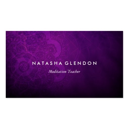 Dark Plum Purple Mandala Zen Business Card (front side)