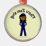 Dark Police Girl Christmas Tree Ornament