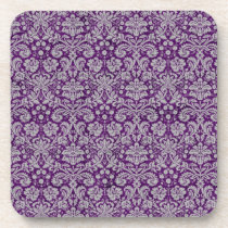 Dark Purple Damask cork coasters