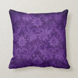 Dark Purple Damask Floral Decorative Pattern Throw Pillows