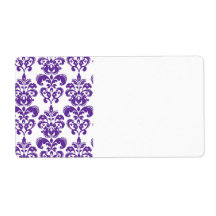 DARK PURPLE DAMASK PATTERN 2 SHIPPING LABEL