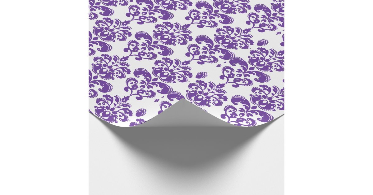 DARK PURPLE DAMASK PATTERN 2 WRAPPING PAPER Zazzle