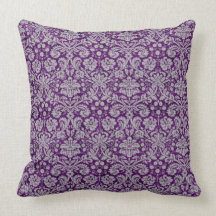 Dark Purple Damask Throw Pillows