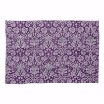 Dark Purple Damask kitchen towels