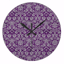 Dark Purple Damask wall clocks