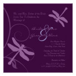 Dark Purple Dragonfly Wedding Invitation