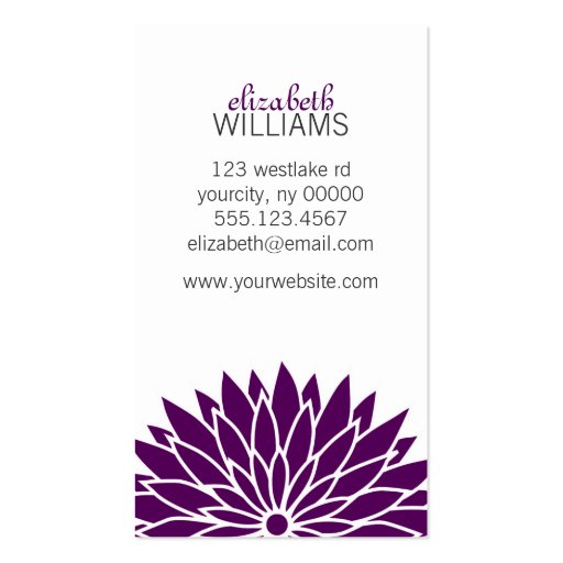 Dark Purple Flower Business Card (front side)