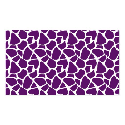 Dark Purple Giraffe Pattern Monogram Business Card Templates (back side)