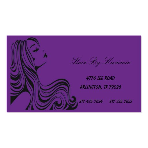Dark Purple Hair, Nail, Make-up Business Card (front side)