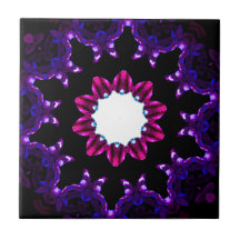 Dark Purple Kaleidoscope Mandala Ceramic Tile