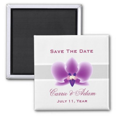 Dark Purple Orchid Save the Date Magnet by InspiredWeddings