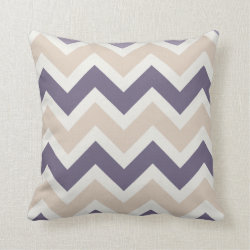 Dark Purple, Tan, Ivory Chevron Pattern Pillow