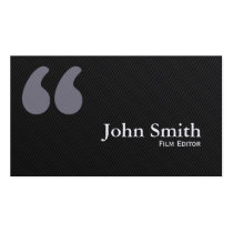 Dark Quotation Marks Film Editor Business Card