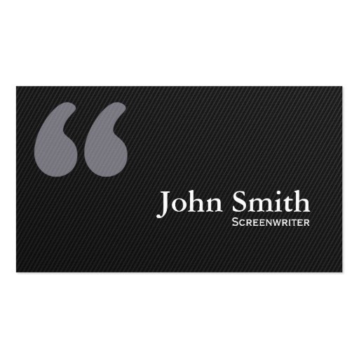 Dark Quote Marks Screenwriter Business Card