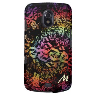 Dark Rainbow Musical Notes Monogrammed Case Galaxy Nexus Covers
