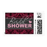 Dark Raspberry Damask Bridal Shower Postage Stamps