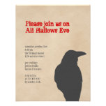Dark raven bird brown parchment Halloween party Invites