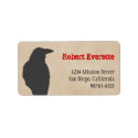 Dark raven bird silhouette Halloween address label