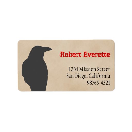Dark raven bird silhouette Halloween address Personalized Address Labels