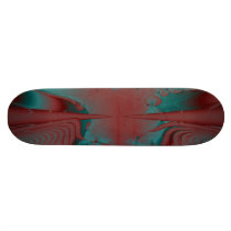 Dark Red and Aqua Blue Fractal Skateboard