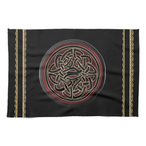 Dark Red and Black Metallic Celtic Knot Hand Towel