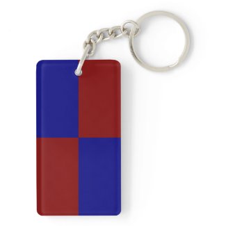 Dark Red and Blue Rectangles Rectangular Acrylic Key Chains