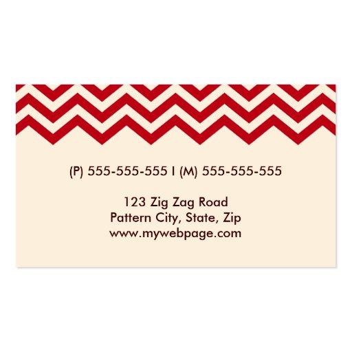 Dark red and grey chevron pattern calling card business card template (back side)