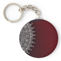 Dark red and silver design key chain