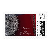 Dark red and silver design postage by perfectpostage Dark red and silver design postage