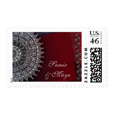 Dark red and silver design stamps by perfectpostage