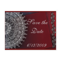 Dark red and silver design postcards