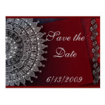 Dark red and silver design postcard